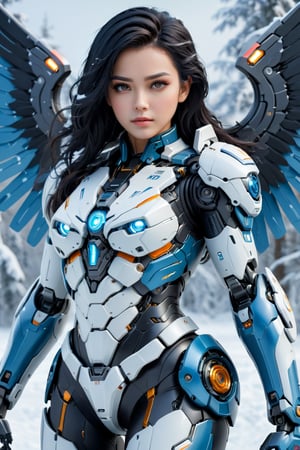 4K resalotion , (masterpiece),((   women wearing  mecha winter armour), ((winter background )),(a Mecha Angel ),full body,,viewed_from_front  ,  perfect face , ((vibrent coloured  mecha wings )),, ,  ( black armour),sci-fi background ,black hair  ,facing the viewer ,  (beautiful,   ), , heavy epic armour ,  ,  (a Bear in background ), ,     ,perfect face,   ,full body ,,  wearing  ,  , mecha     armour   ,    ,vibrant colours  , realistic animi girl ,more detail XL  ,