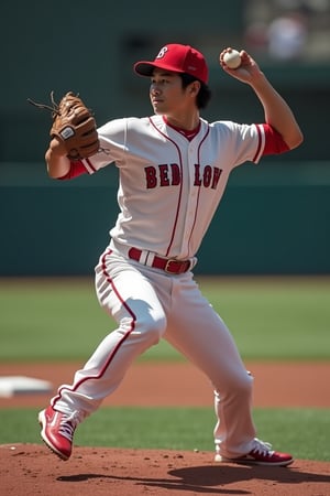 Shohei Ohtani, jugador de baseball, postura de bateo, bateando jonrón, tiro de vuelta, ángulo cinematográfico, rasgos faciales detallados, Realista, hyper-Realista, photoRealista, (mejor calidad,4k,8K,alta resolución,obra maestra:1.2),ultra detallado,(Realista,photoRealista,photo-Realista:1.37),iluminación de estudio,colores vívidos,iluminación dramática