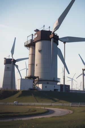 power generation, wind turbines, futur meccanic background 