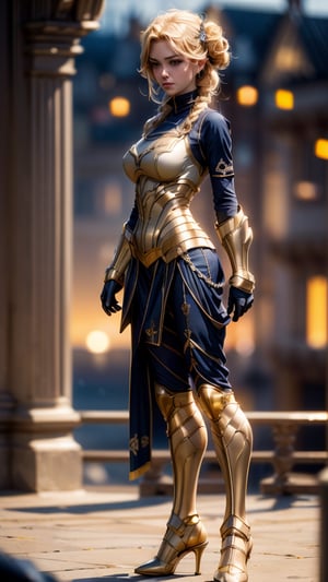 joyful desperate yearn for you,18s, (gigantic  breast:1), (masterpiece), (extremely intricate:1.3), (realistic), the most beautiful in the world woman, ((medieval armor:1)), metal reflections, full body, far the castle, intense sunlight, professional photograph of a stunning woman detailed, sharp focus, dramatic, award winning, cinematic lighting, volumetrics dtx, (film grain, blurry background, blurry foreground, bokeh, depth of field, sunset, motion blur:1.3), chainmail, exposure blend, medium shot, bokeh, (hdr:1.4), high contrast, (cinematic, navy and lemon:1.4), (muted colors, dim colors, soothing tones:1.3), low saturation, high heels, mecha musume, holding weapoon,Laykus