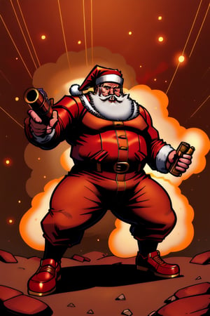 inked, comic style, lineart, steampunk santa claus, obese, holding a steampunk bazooka, chirstmas scene in the background, uhd, absurdres, dynamic lighting, dynamic pose, illustration, drawn style,HQ,hyperanim