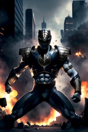 (best quality: 1.2), (masterpiece: 1.2), (realistic: 1.2), (detailed), White_Ranger, solo, black breastplate, detailed helmet and armor, city and explosions in background, cinematic composition, (masterpiece: 1.2), absurdres, HDR, dynamic pose,JoeMad
