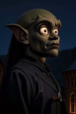 (best quality: 1.2), (masterpiece: 1.2), (realistic: 1.2), lexington, solo, gargoyle, colored skin, black eyes, claws, fantastic atmosphere, dark night,  gothic city background, cute big circular reflective eyes, (caricature: 0.2), on eye level, scenic, masterpiece,