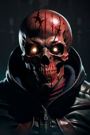 best quality, high_resolution, scary horror monster, blood, visceral, skull, weapon, victim