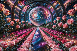 Best Quality, Highly Detailed, HD, 8k, Rule of Thirds, Oil Painting, Portrait, One Road Floating in 
roses, rose color ((rose pink)), Floating in Middle of Galaxy, Midnight Sky, Flight, Dream Waves, Sharp, Art by Sargent, Close-up Shot,glitter,d1p5comp_style