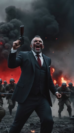 real,high definition,high quality,movie light,8k,4k,orcish businessman and human big battlefield,bloody war,orcish businessman,human,war,bloodshed,black sky,soldiers scream،.