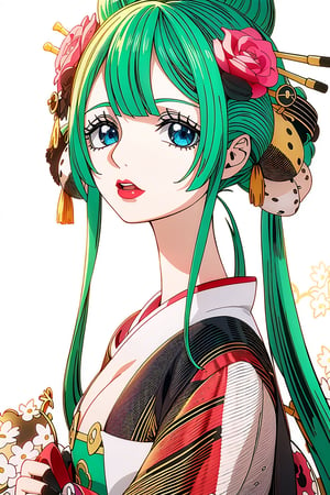 ((1girl)),kozuki hiyori, (3d rendering),(3d girl), ((solo)), Half body, details, (Long straight hairs),((blue-green hair's:0.8)),big eyes,( detailed beautiful eyes), ( detailed face), (extremely detailed CG, ultra-detailed, best shadow), ((depth of field)), (loses black shirt),flowers and petals, (white background).,masterpiece