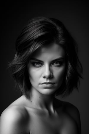 rule of thirds,  Dramatic portrait of wo_lacohan01,  full hair,  black and white,  ultra detailed skin,  8k,  16k,  emotional,  by aneta ivanova and david lazar