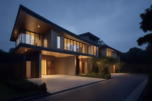 golden ratio
natural 
double storey house
single slope roof
thai lanna contemporary wood house
old landrover in driveway
