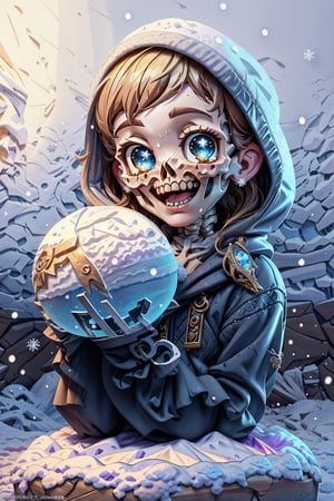 RAW photo, cartoon cute skeleton skull with a black hoody, BREAK :: ((at winter season, snow, snowing)),  :: outside in the snow, snowball fight, snowing and forrest in the background, 12k, high definition, cinematic, behance contest winner, stylized digital art, smooth, ultra high definition, 8k, unreal engine 5, ultra sharp focus, intricate artwork masterpiece, ominous, epic, 4k details, ultra details, dynamic lighting, cinematic, 8k ultra fine detail, masterpiece, High detailed,Enhance,Epicrealism, Epic, perfecteyes,(perfecthands),(perfect anatomy),Fantasy, shaded face,detailmaster2,photo r3al,REALISTIC, laughing,skull