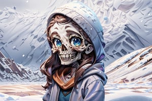 RAW photo, cartoon cute skeleton skull grim reaper with a hoody, BREAK :: ((at winter season, snow, snowing)),  :: outside in the snow, snowball fight, snowing and forrest in the background, 12k, high definition, cinematic, behance contest winner, stylized digital art, smooth, ultra high definition, 8k, unreal engine 5, ultra sharp focus, intricate artwork masterpiece, ominous, epic, 4k details, ultra details, dynamic lighting, cinematic, 8k ultra fine detail, masterpiece, High detailed,Enhance,Epicrealism, Epic, perfecteyes,(perfecthands),(perfect anatomy),Fantasy, shaded face,detailmaster2,photo r3al,REALISTIC, laughing,skull