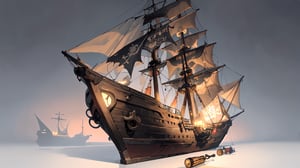 hyper realisitc, 8k, masterpeice, high quality, ((detailed), Pirate ship in a bottle
