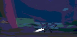 Masterpiece, high definition animation, ultra high definition rendering, F18 fighter jet taking off from the runway at night