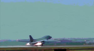 Masterpiece, high definition animation, ultra high definition rendering, B1 bomber taking off from the runway