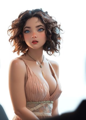 Beautiful, sensual, seductive, big eyes, big mouth, toon art, bright color illustration, acrylic painting, oil painting, Disney art, Disney character, Pixar style, big breasts, big red nipples, diaphanous skin, sexy, young.