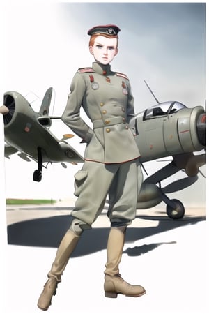 man in WWI  german pilot uniform,realistic,REALISTIC, ginger,p4ul,porco_galliard