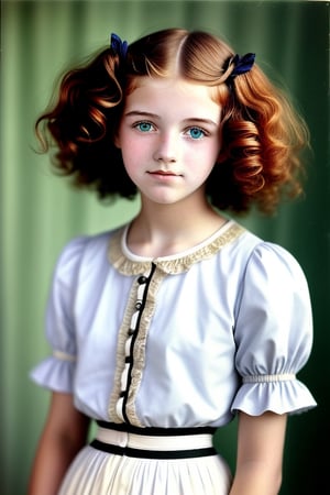 ginger teen girl curly hair 1905 fashion, 