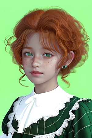 ginger green eyes freckled 12 yo girl curly hair 1908 fashion