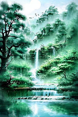 Charming, nature landscape, Wide Short, masterpiece, best quality, Art, Sketch, Zen