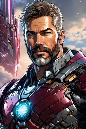 (howard_carlson:1.4),dc_comIcs,portrait,bara,(masterpiece:1.4),(best quality:1.3),(high quality:1.2),(hi-res:1.2),(absurdres:1.3),extremely beautiful detailed face and eyes,1man,solo,looking at viewer,smile,serious,smug,face,close-up,handsome,male focus,crew_cut,muscular male,(serious),gloom_(expression),bangs,beard,stubble,mustache,manly,short hair,facial hair,formal,suit,uniform,wine,wine glass,gentle,fatherly,mature male,colorful,GeeseHoward,(MkmCut) sketch, splash art, dripping ink, hold, thunder, stormy clouds in a perfect circle shape, vibrant vector, vector image, anatomically correct a bio mechanical cyborg , from_side, made of Adamantium, transparent body, (extremely detailed face, full body, look at viewer), c soft bright background, shine, subsurface scattering, transparent, glow, Bioluminescent liquid, volumetric light, tube, 3d style, cyborg style, Movie Still, Leonardo Style, cyborg, full length shot, aw0k, bloom, 8k,Movie Still,mecha