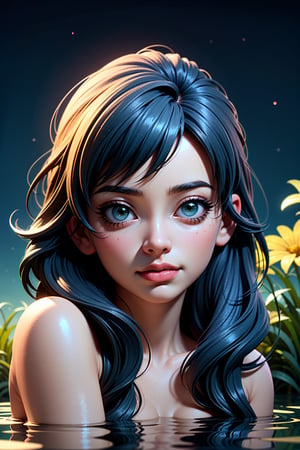 (best quality, 8K, ultra-detailed, masterpiece), (ultra-realistic, photorealistic), A mesmerizing 8K portrait capturing the essence of a solitary boy in a close-up view, his gaze fixed afar, set against the backdrop of a synthwave art style poster. The scene is adorned with lush palm leaves and delicate white flowers, adding an intriguing geometric pattern to the composition. The entire setting is bathed in a neon yellow glow, reminiscent of the synthwave aesthetic, against a dark, starry night sky illuminated by bioluminescent elements. This artwork radiates fortitude and wholesome beauty, inviting you to immerse yourself in its unique and captivating world.