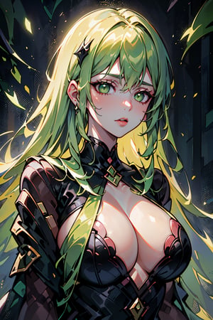 (best quality,4k,8k,highres,masterpiece:1.2),ultra-detailed,(realistic,photorealistic,photo-realistic:1.37),luxurious hairstyle,ruffled hair,pale skin,in a dark forest,green glow,green eyes sanctified,snake tongue,lots of green and black,scary location,torn wings,green runes & magic,haunting atmosphere,ominous shadows,sinister atmosphere,foreboding presence,enchanted forest,foggy mist,altar of dark magic,sinister trees,darkness and mystery,brooding darkness,dreadful silence,haunted ambiance,ethereal beauty,dark sorcery,echoing whispers,ancient enchantment,mysterious figures,serpentine creature,spectral glow,supernatural presence,veil of darkness,enchanted symbol,dark magic ritual,sinister shades,witchcraft and sorcery,ominous whispers,mystical aura,dark energy,seductive allure,foreboding mystery,ghostly apparition,green and black haze