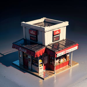 best quality,(masterpiece:1.1),Convenience Store ,isometric view,high resolution,detailed details,simple background,
