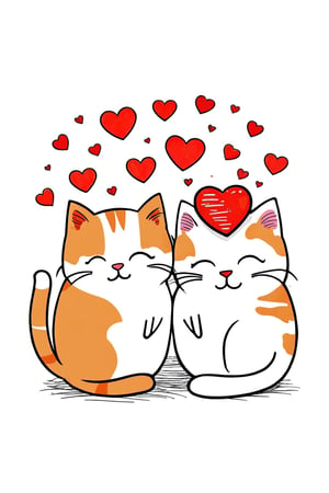 AiArtV,Valentines Day, smile,simple background,white background,closed eyes,heart,no humans,:3,^_^,animal,cat