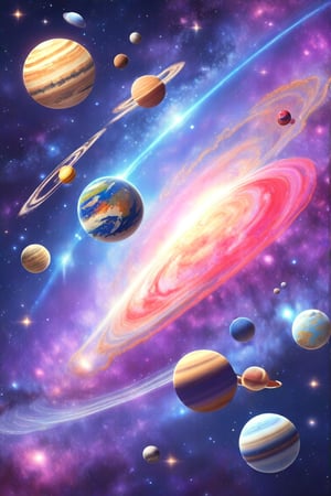 solar system with planets and other objects in outer space,outer space