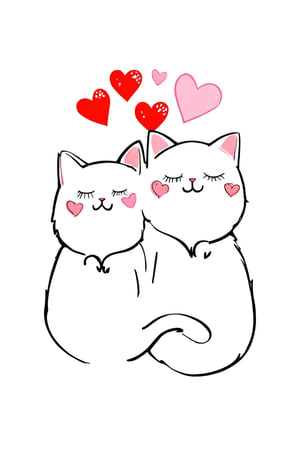 AiArtV,Valentines Day, smile,simple background,white background,closed eyes,heart,no humans,:3,^_^,animal,cat