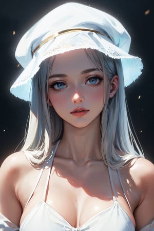 (best quality,4k,8k,highres,masterpiece:1.2),ultra-detailed,(realistic,photorealistic,photo-realistic:1.37),1girl,mature female,beautiful detailed eyes,beautiful detailed lips,extremely detailed eyes and face,long eyelashes,white witch hat,crimson red dress,sitting in an enchanting garden,illustration,graceful posture,golden ethereal glow,vibrant colors,soft lighting,peaceful atmosphere