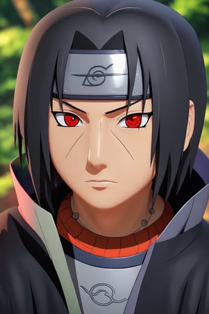 Itachi Uchiha,cute,3d,cartoon,simple background,realistic eyes,black hair,detailed Sharingan,calm expression,gentle smile,vibrant colors,vivid shading,high-resolution,smooth textures,subtle shadows,soft lighting,professional illustration,beautifully rendered,meticulous details