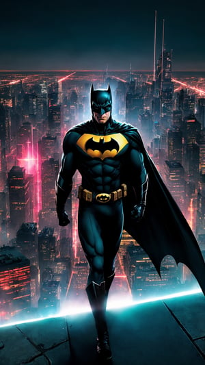 "Generate an image depicting an ultra Sonic-powered version of Batman  in a dynamic and action-packed pose. Show  suit emanating vibrant energy waves, with a futuristic cityscape in the background, highlighting the sheer power and speed of this upgraded superhero.",Lofi