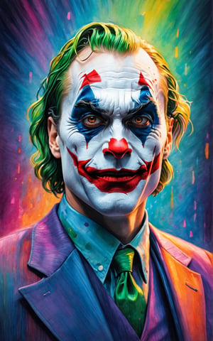 (best quality,highres,masterpiece:1.2),ultra-detailed,(portrait,joker,man,creepy look,detailed eyes,shallow depth of field,vignette,highly detailed,high budget Hollywood film),(best quality,4k,8k,highres,masterpiece:1.2),ultra-detailed,(realistic,photorealistic,photo-realistic:1.37),portraits,sharp focus,physically-based rendering,professional,vivid colors,bokeh,studio lighting,creepy color tones,subtle shadows