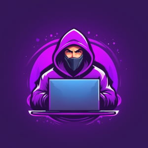 (best quality, 4k, 8k, highres, masterpiece:1.2), ultra-detailed,Gaming logo design,illustration, a man with a hoodie on and a laptop with a face on it.