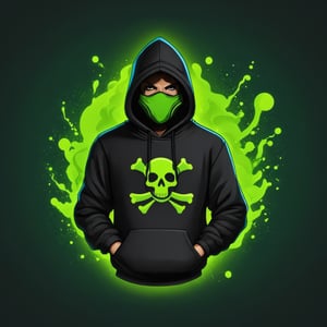 (best quality, 4k, 8k, highres, masterpiece:1.2), ultra-detailed,Gaming logo design,illustration, a black hoodie with the word (Toxic:1.5) on it