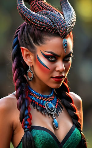 (best quality,8K,highres,masterpiece), ultra-detailed, (girl with an unusual hairstyle made of braids and feathers), a girl with an extraordinary hairstyle composed of intricate braids interwoven with feathers. Her hair is styled with meticulous detail, showcasing the complexity and creativity of the braids and the delicate texture of the feathers. The overall composition highlights her unique and striking appearance, with a focus on the detailed craftsmanship of her hairstyle. The vibrant colors of the feathers add an element of whimsy and elegance, enhancing the overall visual impact of the image