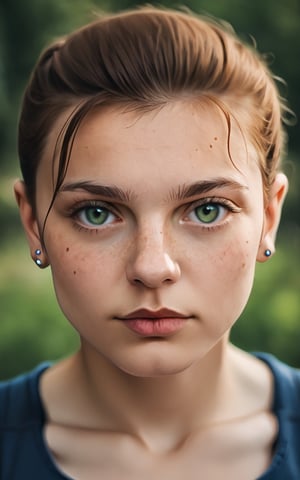 score_9,score_8_up,score_7_up,photorealistic, photography, 1girl,looking at viewer,short hair,brown hair,green eyes,lips,blurry background,piercing,portrait,close-up,freckles,realistic