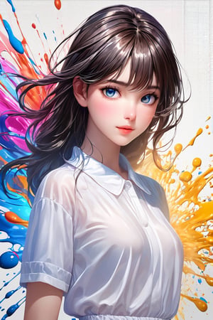 masterpiece, best quality, (extremely detailed CG unity 8k wallpaper, masterpiece, best quality, ultra-detailed, best shadow), (detailed background), (beautiful detailed face, beautiful detailed eyes), High contrast, (best illumination, an extremely delicate and beautiful),1girl,((colourful paint splashes on transparent background, dulux,)), ((caustic)), dynamic angle,beautiful detailed glow,full body