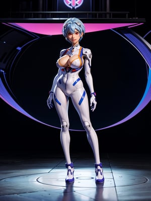 A woman, wearing white lock suit with blue couplings, tight on the body, ((gigantic breasts)), light blue hair, short hair, straight hair, hair with clips, hair with bangs in front of the eyes, looking at the viewer, ((pose with interaction and leaning [on something in the background|on an object in the background])), laboratory background, with computers, machines, windows, ((full body):1.5), 16k, UHD, best possible quality, ultra detailed, best possible resolution, Unreal Engine 5, professional photography, well-detailed fingers, well-detailed hand, perfect_hands, perfect, GoodHands-beta2, Furtastic_Detailer, ((neon genesis evangelion)) + ((rei_ayanami))

Undressed, front view, with large and voluptuous breasts, sexy and provocative ass