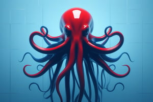 a cinematic film full body gril kraken on a two tone background, in the style of minimalist color field, multi-layered geometry, bold lines, vibrant color, red and blue 32k uhd,JAR,silent hill style,detailmaster2