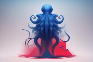 a cinematic film full body gril kraken on a two tone background, in the style of minimalist color field, multi-layered geometry, bold lines, vibrant color, red and blue 32k uhd,JAR,silent hill style