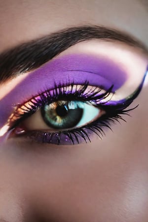 Extreme close up of a 24 year old woman’s eye blinking, standing in Marrakech during magic hour,a close up of a person's eye with purple eyeliner, a pastel, inspired by Carl Walter Liner, reddit, outline glow, fluo details, natural contour aesthetics!!, scratchy lines, cinematic film shot in 70mm, depth of field, vivid colors, cinematic