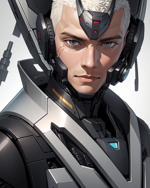 Best Quality, Masterpiece, Ultra High Resolution, Detailed Background, robot, face, Man, Shaved Hair, 4k resolution