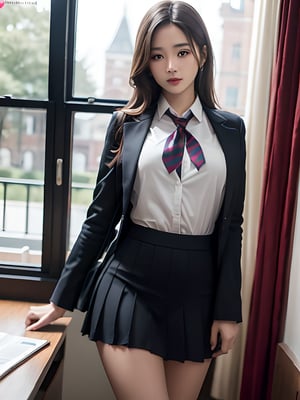 Beautifu Sexy HD full photo with college uniform standing.