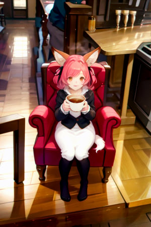 we find a charming coffee shop where a friendly dragon girl and a foxy girl have come together for a heartwarming coffee date. The coffee shop is a cozy haven, filled with the aroma of freshly brewed coffee and the soft hum of conversation.

The dragon girl, with her elegant and majestic presence, enjoys a cup of steaming coffee. Her eyes reflect a sense of serenity as she savors the warm beverage, and her scales shimmer in the soft cafe lighting.

Sitting across from her, the foxy girl radiates charm and curiosity. She playfully stirs her coffee, her fluffy tail wagging with excitement. A sense of friendship and camaraderie fills the air as they share stories and laughter.

The coffee shop's interior is decorated with inviting details, like plush chairs, cozy bookshelves, and warm wooden accents. The setting exudes comfort and togetherness, making it the perfect backdrop for this heartwarming coffee date.,LatteArt
