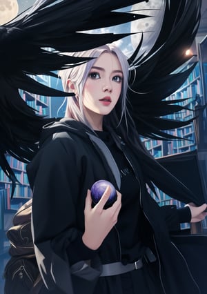 (high detailed face),1 girl , detailed eyes, (ultra Max high quality 1.2), (high_resolution 4k), (high detailed face), high-res CG textures.,detailed eye brows, red  hair,full body,  A guardian with ethereal wings stands before the grand entrance of a magical library, which holds books filled with floating spells and knowledge. The moon illuminates the scene, big_boobs, (masterpiece 1.2), (ultra Max high quality 1.2), (high_resolution 4k), (high detailed face), 
,Leonardo Style,3d style,bingnvwang,dfdd,glow,cyborg style,blue hair,1 girl,zero two,3DMM,Detailedface