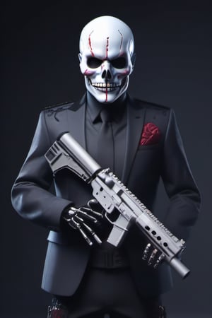 AI with a skull face holding gun