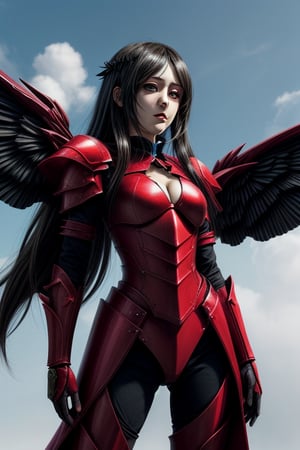 albedo character from the anime overlord wearing a red armor with her wings