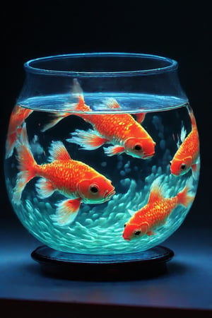 Beautiful image of a Japanese goldfish bowl, the outside of the bowl has a cool pattern, cute little goldfish are swimming lazily. Faint shimmering light, old-fashioned background), RAW photo, Unreal Engine, Octane rendering, super high quality, super high resolution, surreal, super accurate, color correction, good lighting settings, good composition, very low noise, sharp edges, harmonious composition